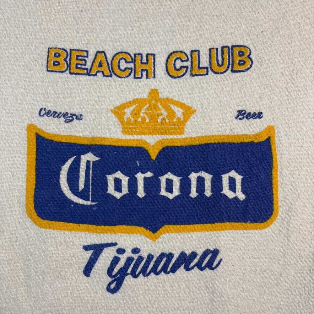 Corona Beach Club Tijuana Baja Hoodie Mens Large Cream Woven Jerga Pullover - Picture 3 of 8